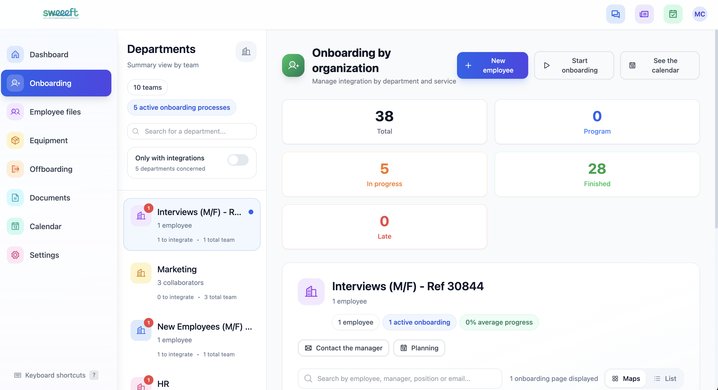 Templates d'onboarding — Parcours par organisation avec étapes détaillées
