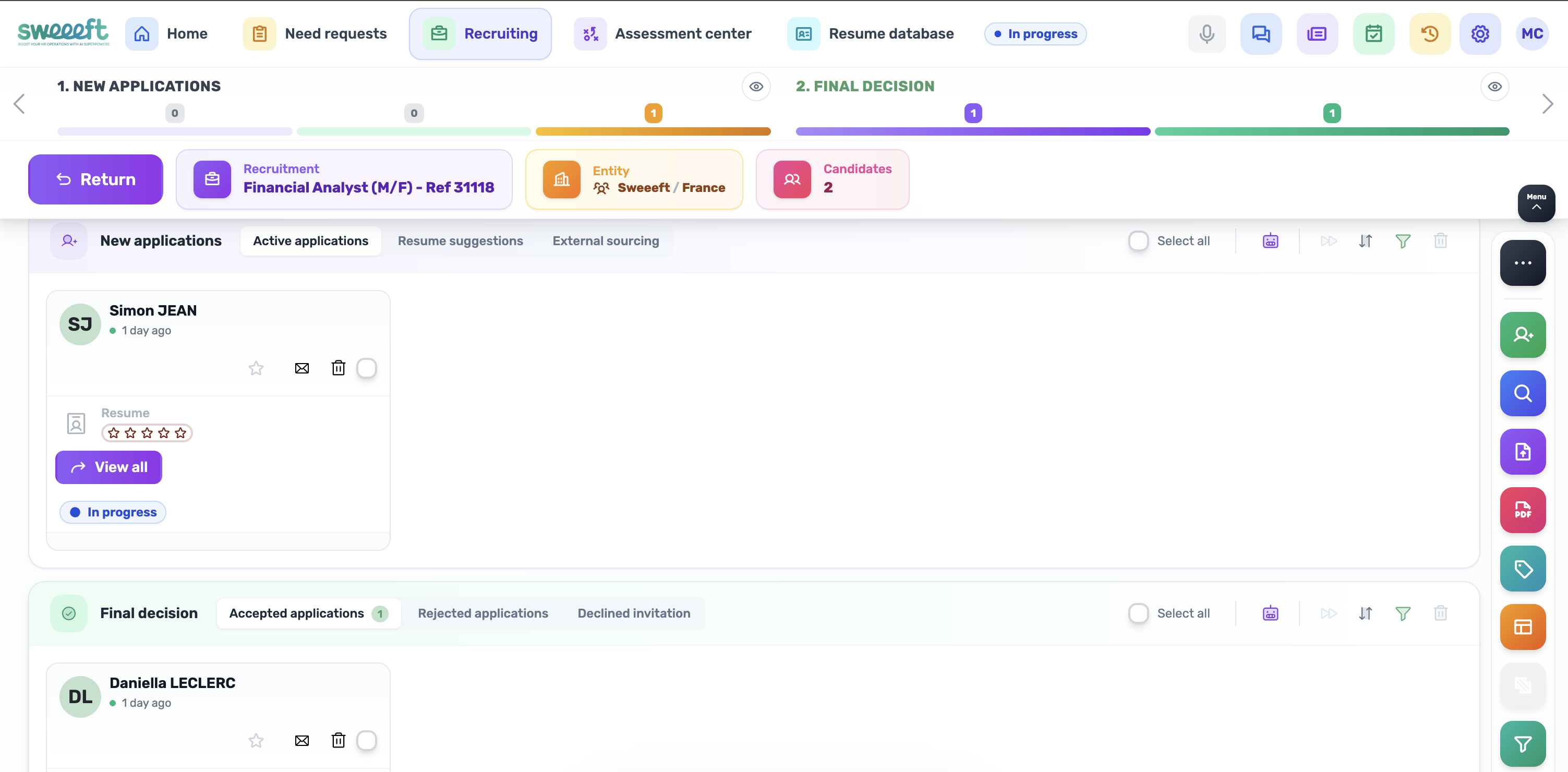 Pipeline Kanban — Suivi des candidatures par étapes avec drag & drop